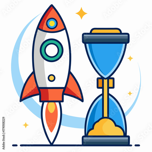 space rocket vector illustration red and white colour 