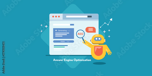 Evolution of search engine to answer engine optimization. AI overviews for search queries.