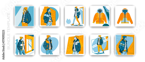 Winter Fashion Jacket Icon Set
