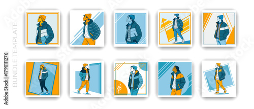 Winter Fashion Jacket Icon Set