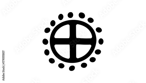 solar cross symbol, black isolated silhouette