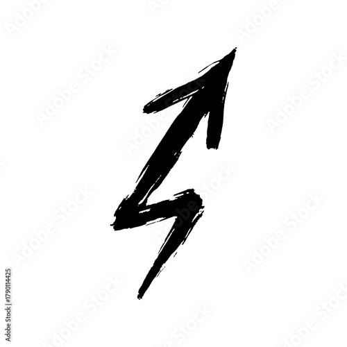 Black Ink Brush Stroke Arrow Pointing Upwards and Sideways