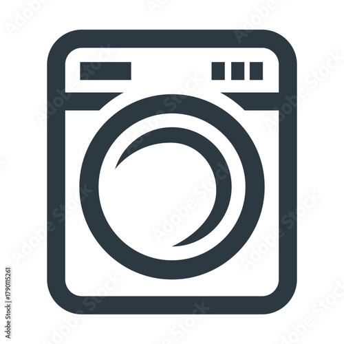 Minimalistic washing machine icon for interface design.