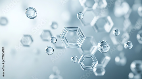 A refreshing background with blue water molecule microstructures.