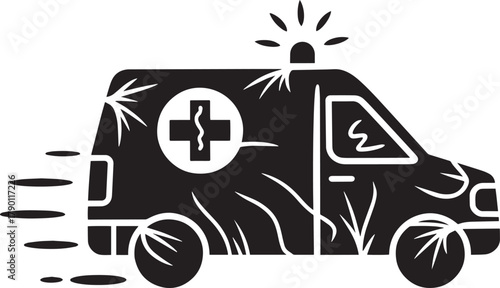 Emergency Ambulance Icon – Fast Medical Response Symbol in Motion
