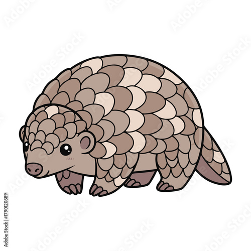 Adorable full-length pangolin with calm expression and soft natural colors