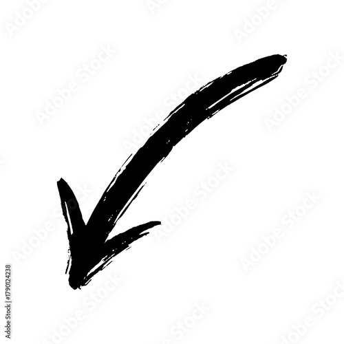 Black Hand Drawn Arrow Pointing Down, Grunge Style