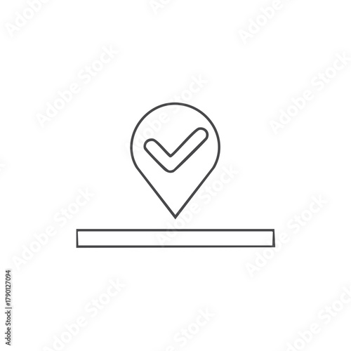 Location Pin with Check Mark Outline Icon Symbol