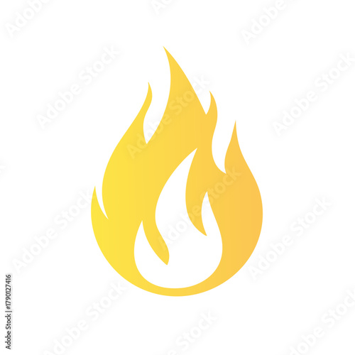 Stylized vector graphic of a yellow orange flame burning brightly