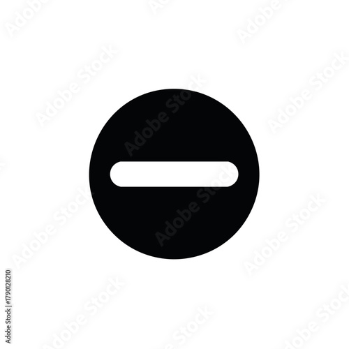 Black minus sign icon vector illustration. Stop forbidden symbol for denial or removal.
