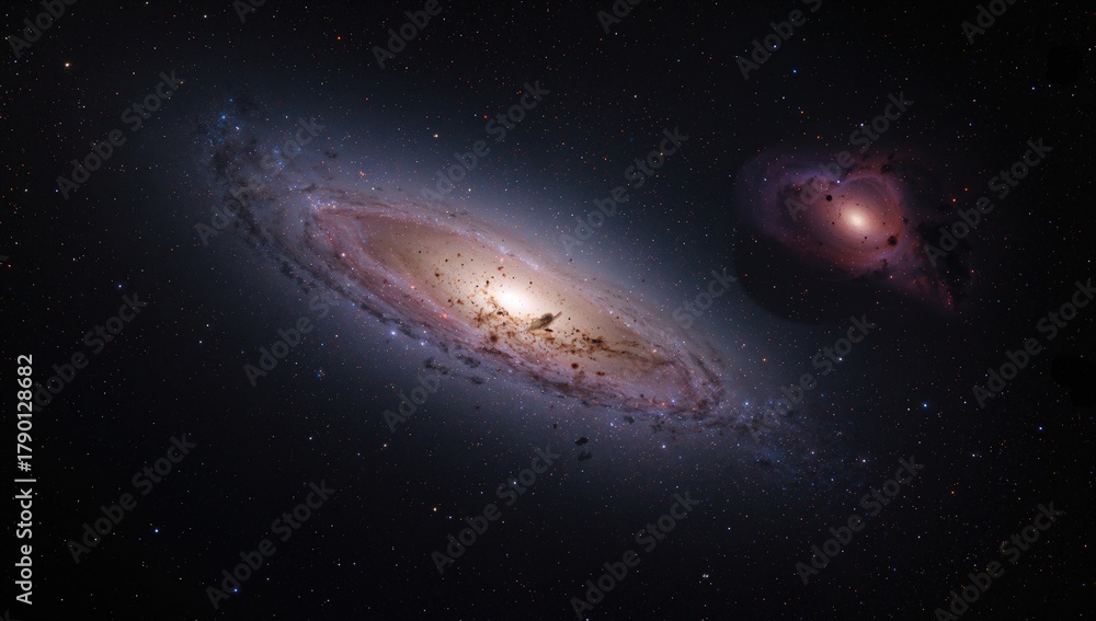 Obraz premium Nebula and galaxies in deep space, vast universe mystery, Earth Day