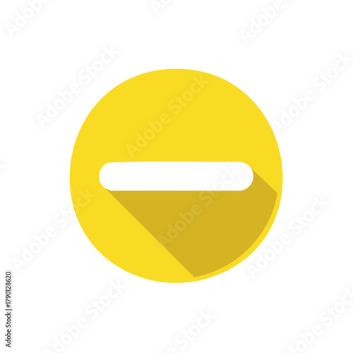 Yellow circle with a white minus sign and shadow