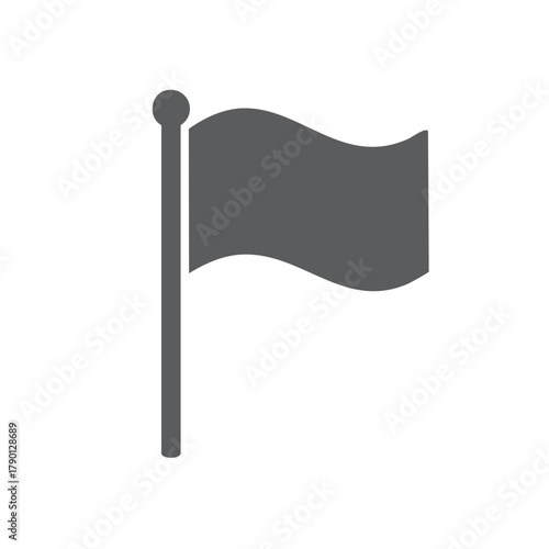 Waving Flag Icon on Pole Simple Graphic Element