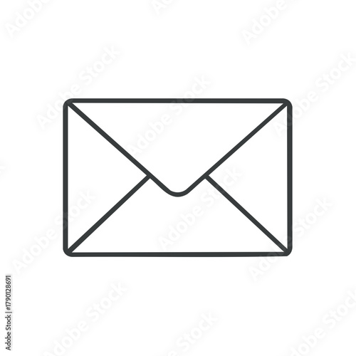 Simple outline icon of an open envelope for correspondence and communication