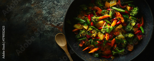 Colorful Stir-Fried Vegetables in a Pan