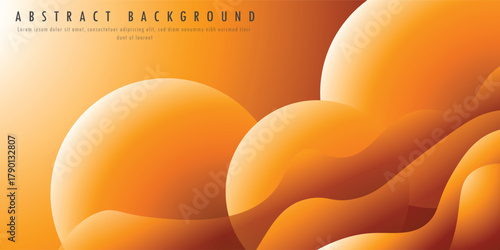 Orange mix brown geometric and wave sahpe background. Vector illustration, Abstract orange ball color background. Dynamic shapes composition. Eps 10 vector