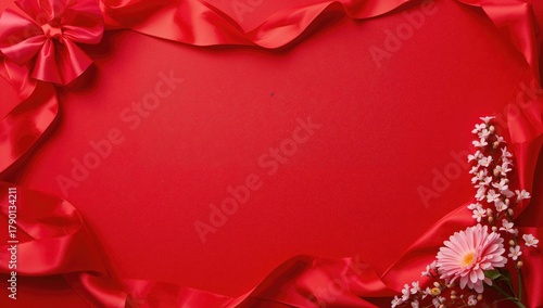 Celebrate Valentine's Day with a vibrant red card adorned with flowers, conveying heartfelt sentiments