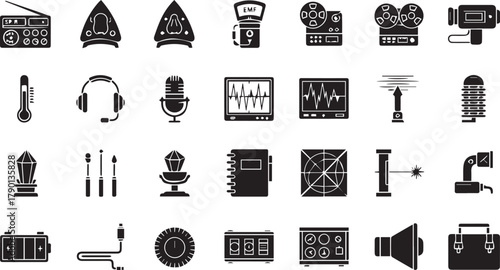 Retro Tech Audio Equipment A Collection of Vintage Recording Icons