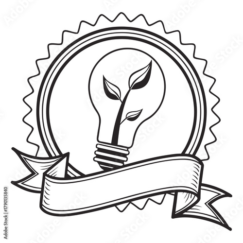 Innovation Growth Badge Template - Lightbulb with Plant Logo Vector