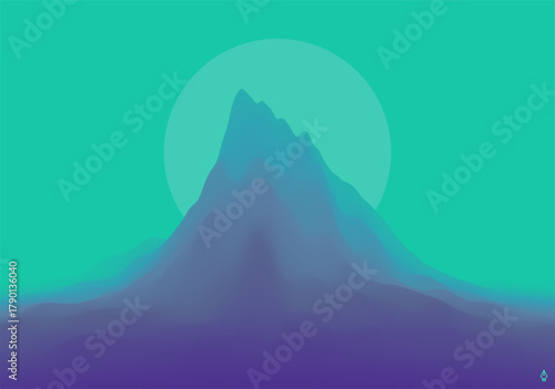 Mountain peak. Sunrise. 3D vector illustration for brochure, magazine, poster, presentation, flyer or banner.
