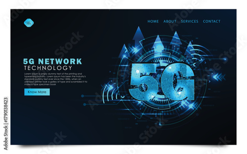 5g internet communications concept. IOT technology in smart city of future