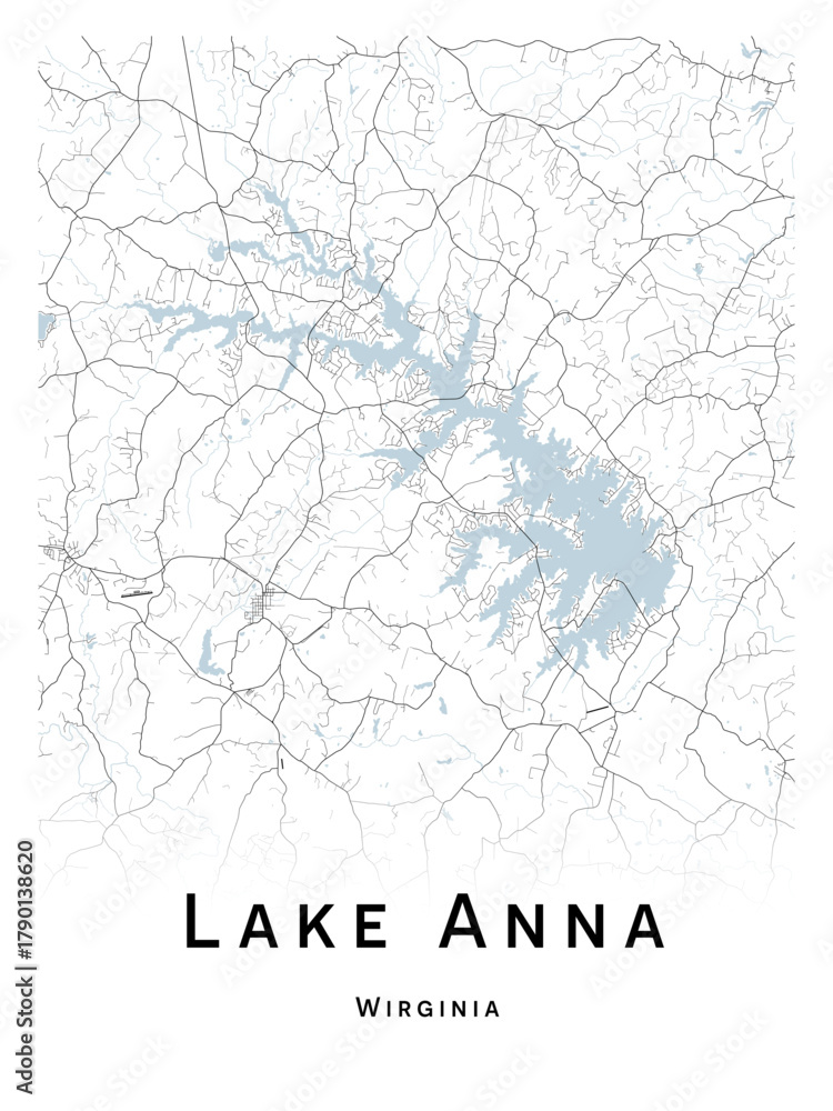 Fototapeta premium Lake Anna map - concept art - vector illustration - wall decor for your home.