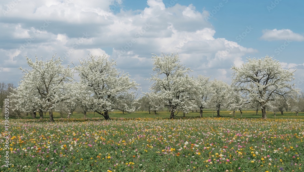 Fototapeta premium White blossoms signaling the arrival of spring, seasonal change