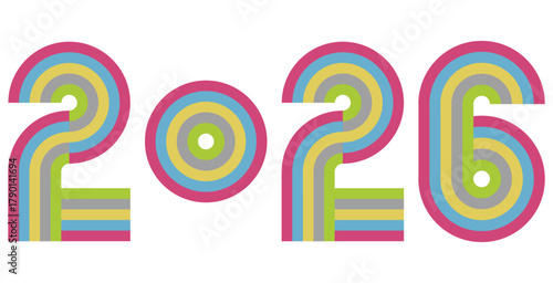 2026年　午年のオシャレな年号のイラスト　ロゴ　午年・正月素材のタグ　6