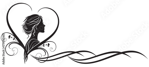 Vector illustration for valentine's day with a woman, ornaments and heart shapes