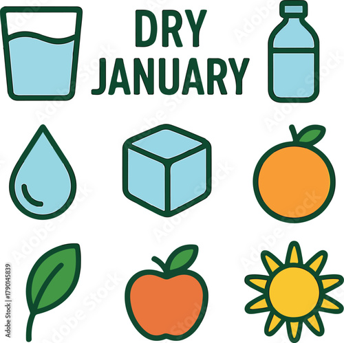 Embrace a healthy lifestyle with Dry January, featuring refreshing water, fruits, and sunshine for a revitalizing wellness journey and a brighter start to the year