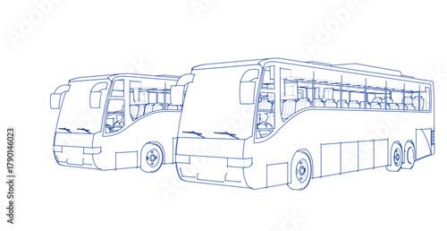 bus sketch concept 3d illustration