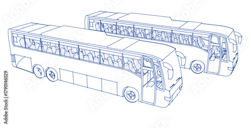 bus sketch concept 3d illustration