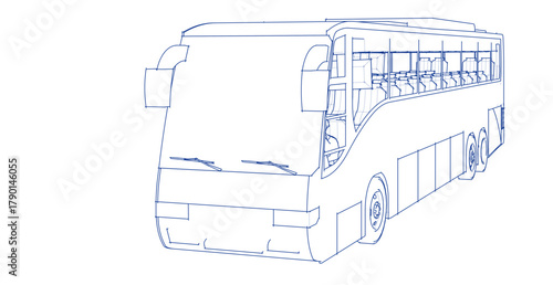 bus sketch concept 3d illustration