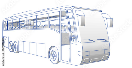 bus sketch concept 3d illustration