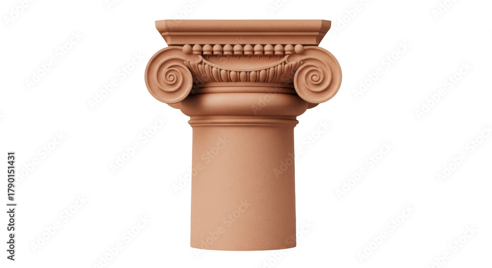 Fototapeta premium Isolated Corinthian column capital architectural element for building decoration on a plain background