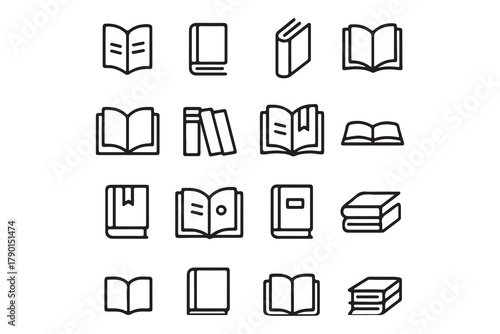 Minimalist Line Art Book Icons Collection