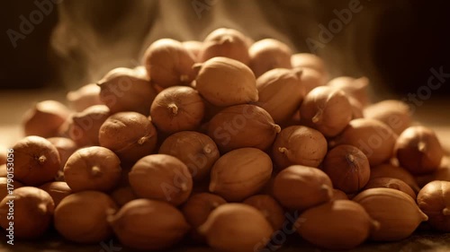 Close Up of Peanuts Piled Up Together With Soft Golden Light