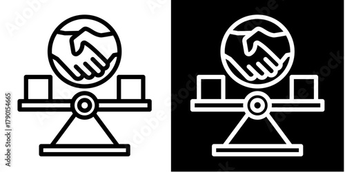 Partnership Balance  Icon Set White Style Collection
