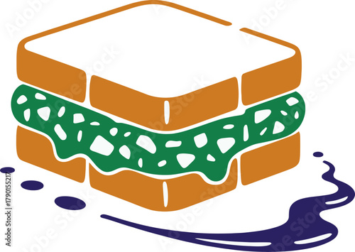 Vibrant green sandwich with delicious spread, perfect for food blog or restaurant menu