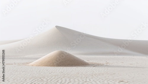 Fototapeta Naklejka Na Ścianę i Meble -  White background featuring sand dunes, evoking a sense of isolation