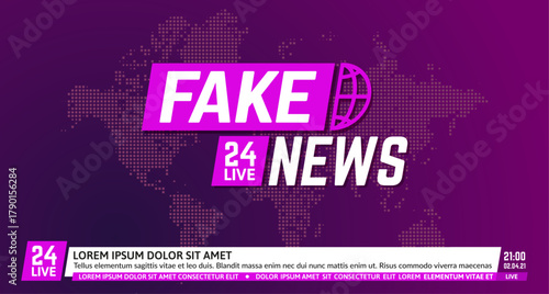 Fake news 24 live broadcast graphic background