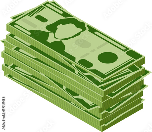 Stacked cash flowing representing financial wealth
