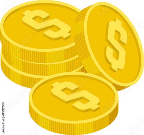 Golden dollar coins illustrating financial wealth and income