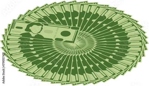 Money bills fanning creating financial prosperity illustration