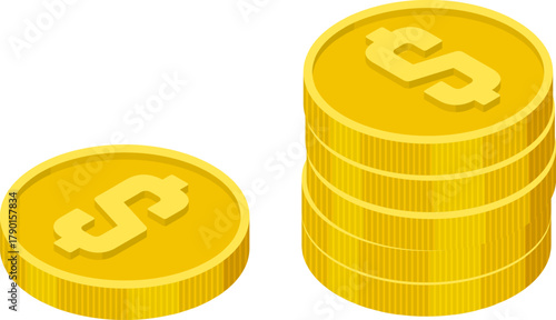 Stacking golden dollar coins for financial growth
