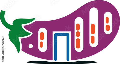 Creative eggplant logo represents healthy food and modern design concepts