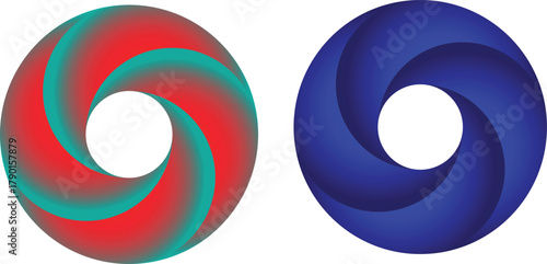 Abstract gradient spiral torus shapes modern graphic icon Vector