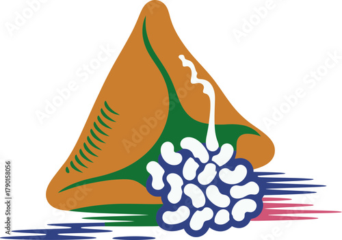 Delicious sambousek pastry with savory filling and fresh grapes, perfect for Middle Eastern cuisine