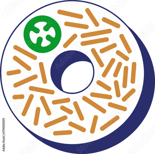 Whimsical donut design with chili pepper and sprinkles offers a unique culinary concept