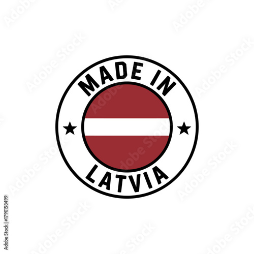 Made in latvia" country flag product origin stamp badge vector icon